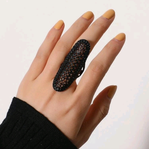 🍉5 for $25* Black Metal Extended Ring - Picture 1 of 5